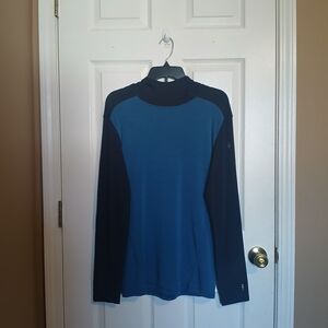 Smartwool Merino Wool Thermal Base Layer Pullover Hoodie Men Blue Size M